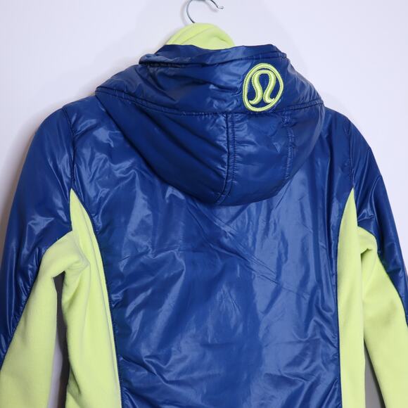 LULULEMON Uba Hoodie Lux Jacket Blue Citron Full Zip Quilted Lined Women's 4 - Picture 6 of 8